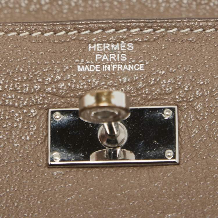 Pre Owned Hermes Taupe Chevre Leather Kelly Classic Wallet