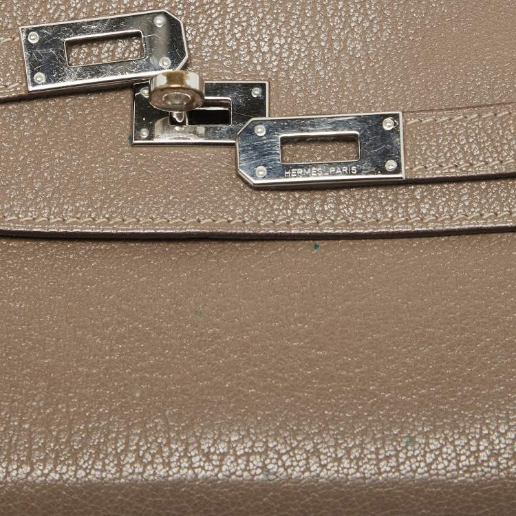 Pre Owned Hermes Taupe Chevre Leather Kelly Classic Wallet