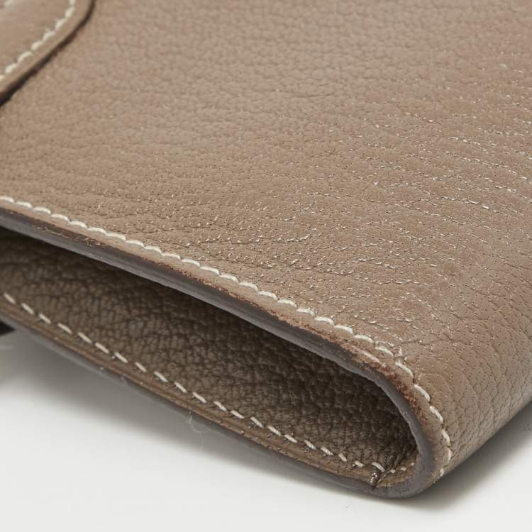 Pre Owned Hermes Taupe Chevre Leather Kelly Classic Wallet