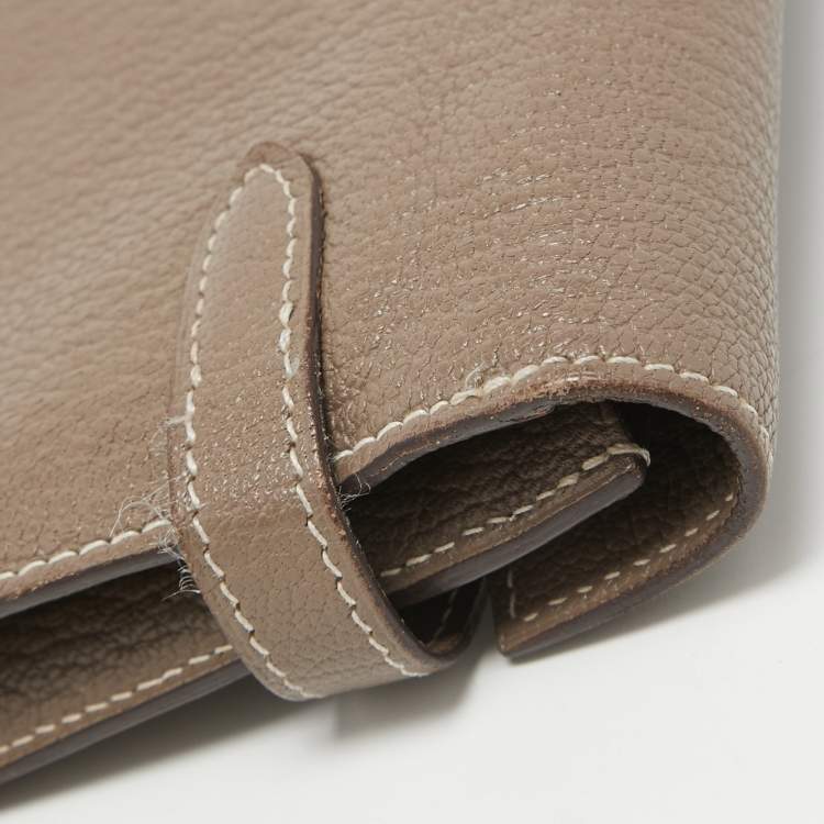 Pre Owned Hermes Taupe Chevre Leather Kelly Classic Wallet