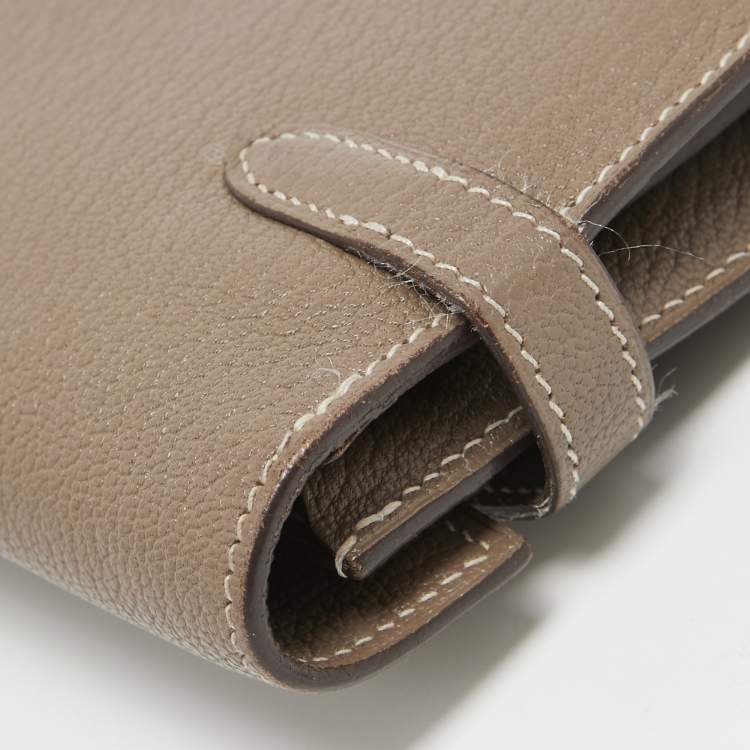 Pre Owned Hermes Taupe Chevre Leather Kelly Classic Wallet