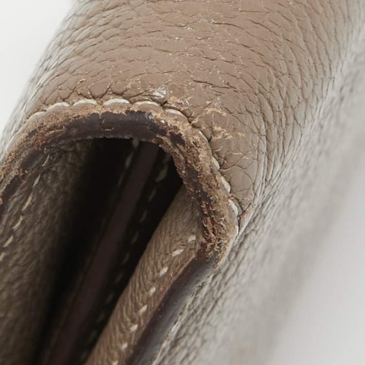 Pre Owned Hermes Taupe Chevre Leather Kelly Classic Wallet