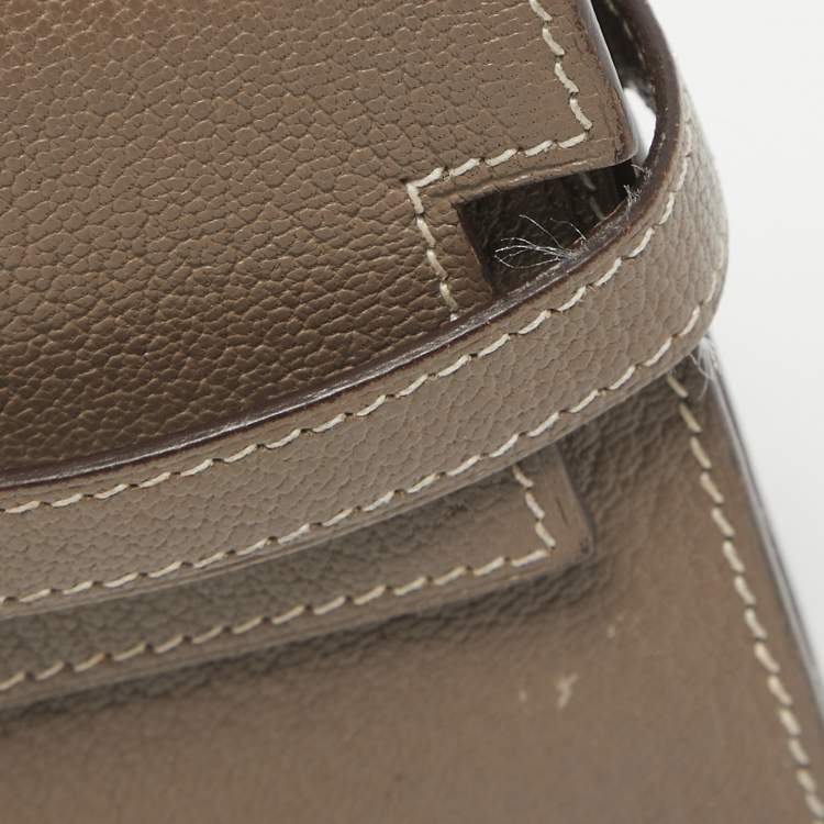 Pre Owned Hermes Taupe Chevre Leather Kelly Classic Wallet