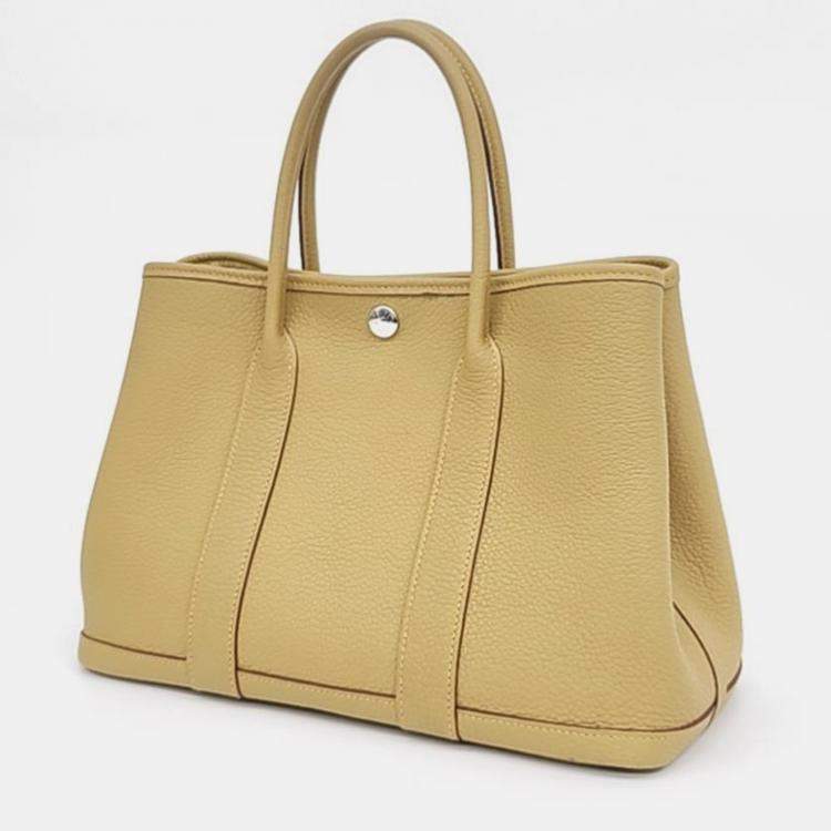 Pre Owned Hermes Beige Negonda Leather Garden Party 30 Tote Bag