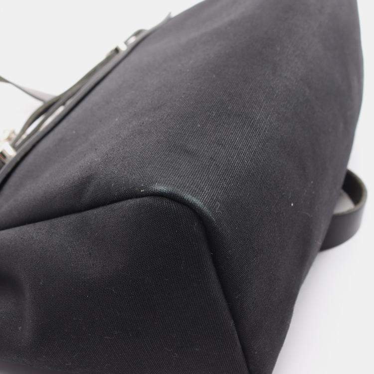 Pre Owned Hermes HerBag bag Kabas PM Shoulder bag Tote bag Canvas Leather Black Silver hardware G stamp