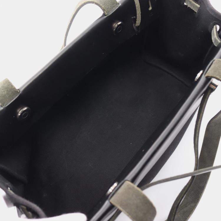 Pre Owned Hermes HerBag bag Kabas PM Shoulder bag Tote bag Canvas Leather Black Silver hardware G stamp