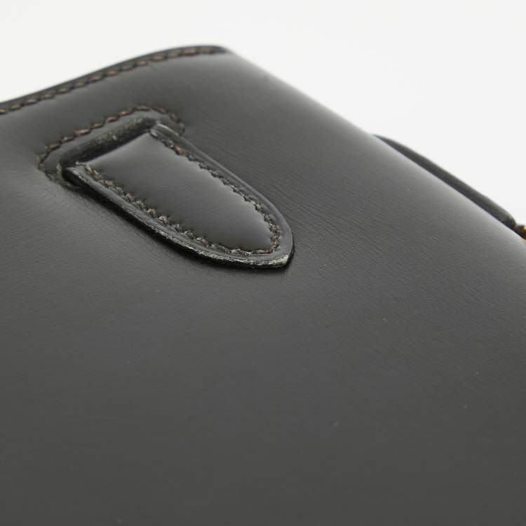 Pre Owned Hermes Noir Box Leather Gold Finish Kelly Sellier 32 Bag