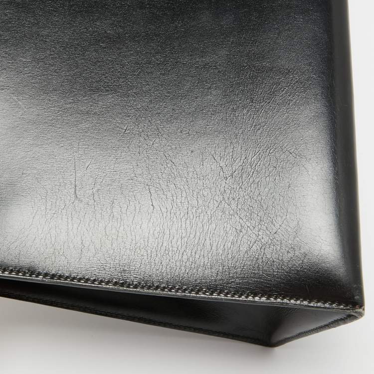 Pre Owned Hermes Noir Box Leather Gold Finish Kelly Sellier 32 Bag