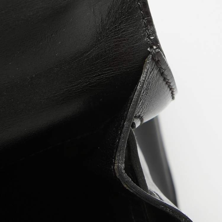 Pre Owned Hermes Noir Box Leather Gold Finish Kelly Sellier 32 Bag