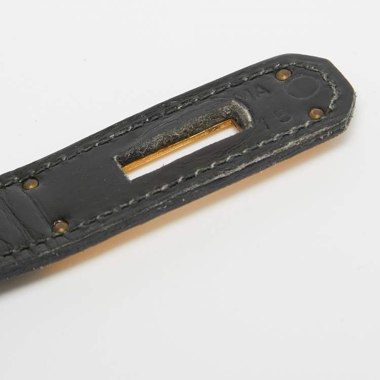 Pre Owned Hermes Noir Box Leather Gold Finish Kelly Sellier 32 Bag