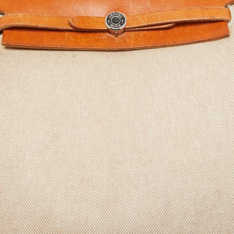 Pre Owned Hermes Natural Canvas and Leather 2-in-1 Herbag Backpack
