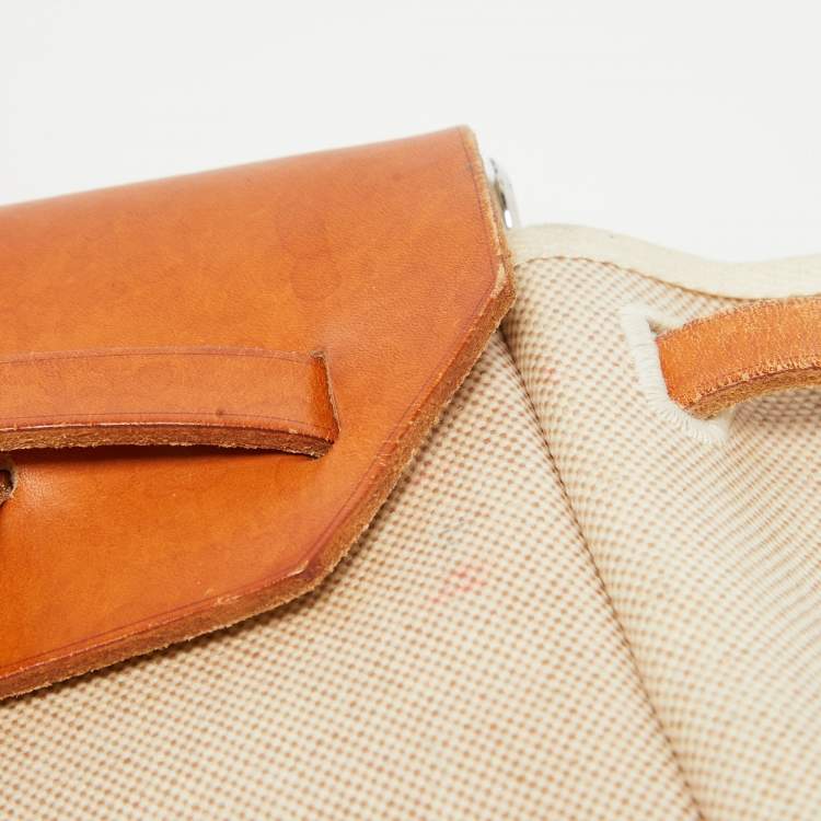 Pre Owned Hermes Natural Canvas and Leather 2-in-1 Herbag Backpack
