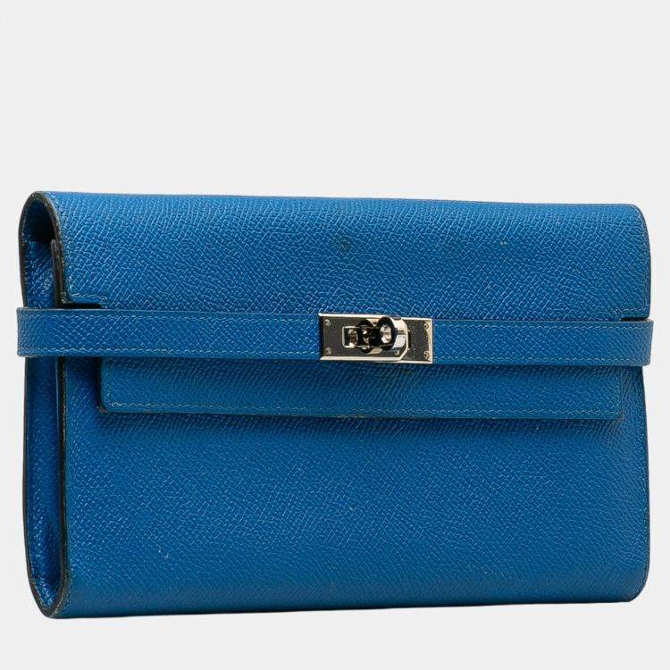Pre Owned Hermes Blue Epsom Kelly Classic Wallet