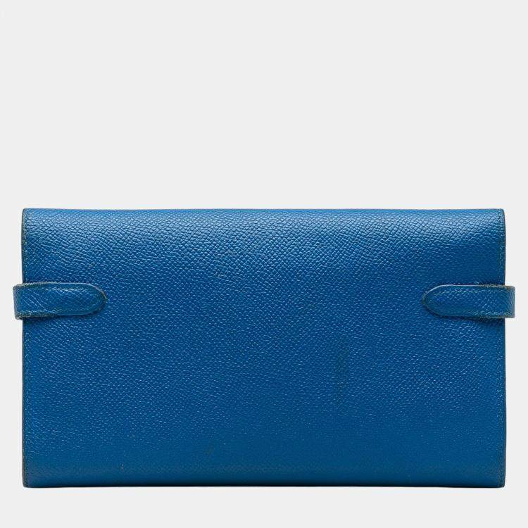 Pre Owned Hermes Blue Epsom Kelly Classic Wallet