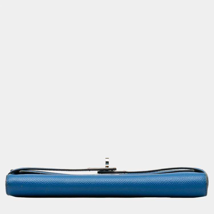 Pre Owned Hermes Blue Epsom Kelly Classic Wallet
