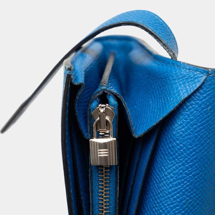 Pre Owned Hermes Blue Epsom Kelly Classic Wallet