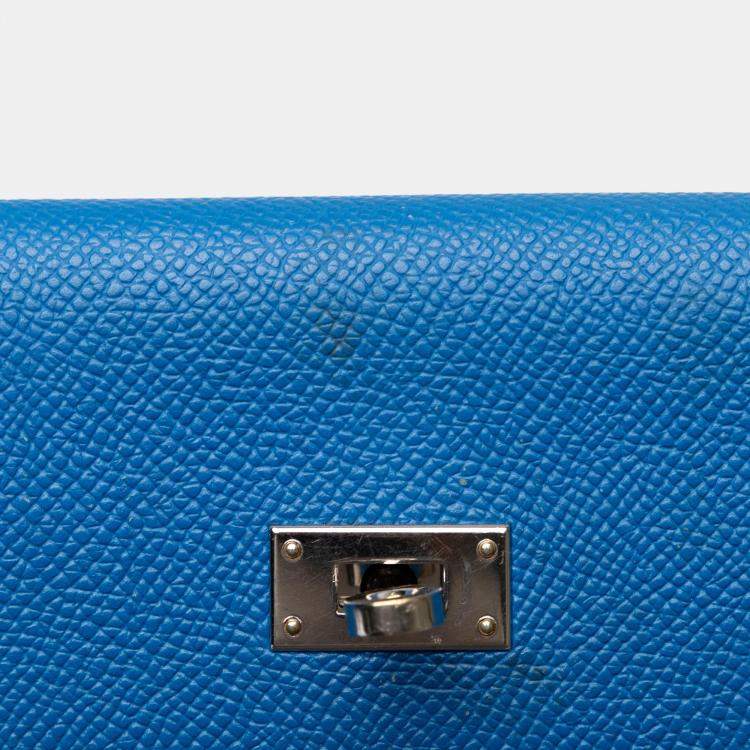 Pre Owned Hermes Blue Epsom Kelly Classic Wallet