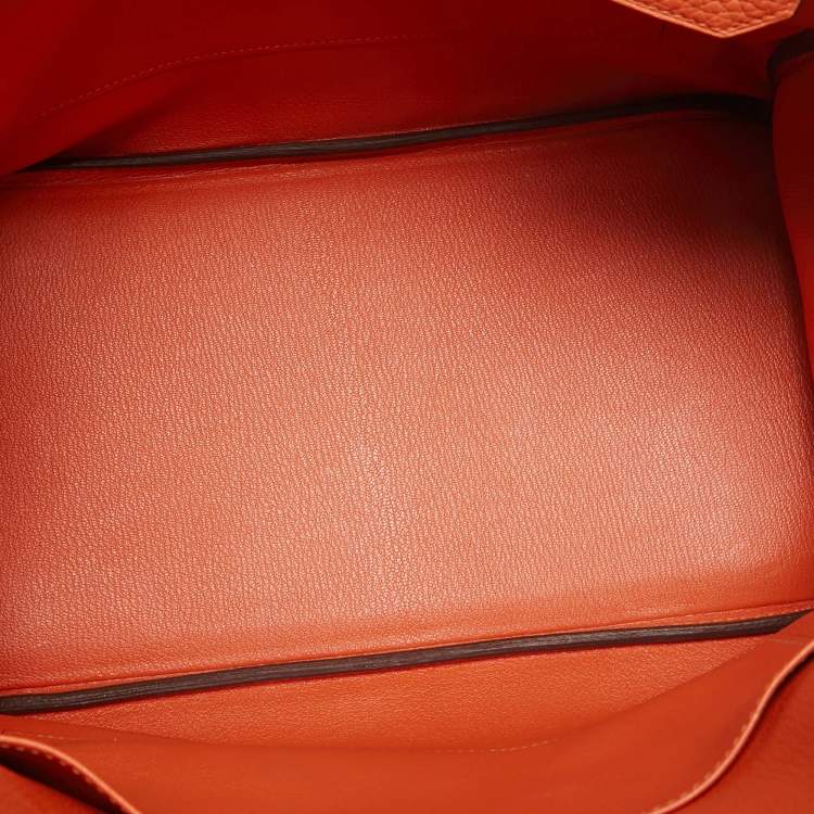 Pre Owned Hermes Feu Taurillon Clemence Palladium Finish Birkin 35 Bag