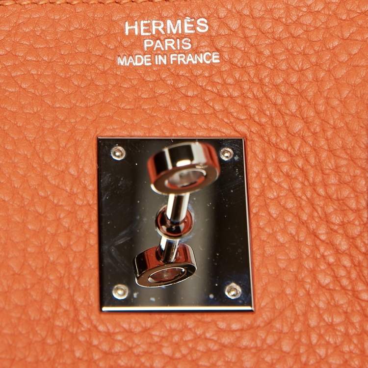 Pre Owned Hermes Feu Taurillon Clemence Palladium Finish Birkin 35 Bag