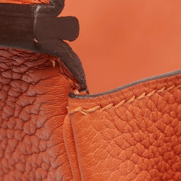 Pre Owned Hermes Feu Taurillon Clemence Palladium Finish Birkin 35 Bag