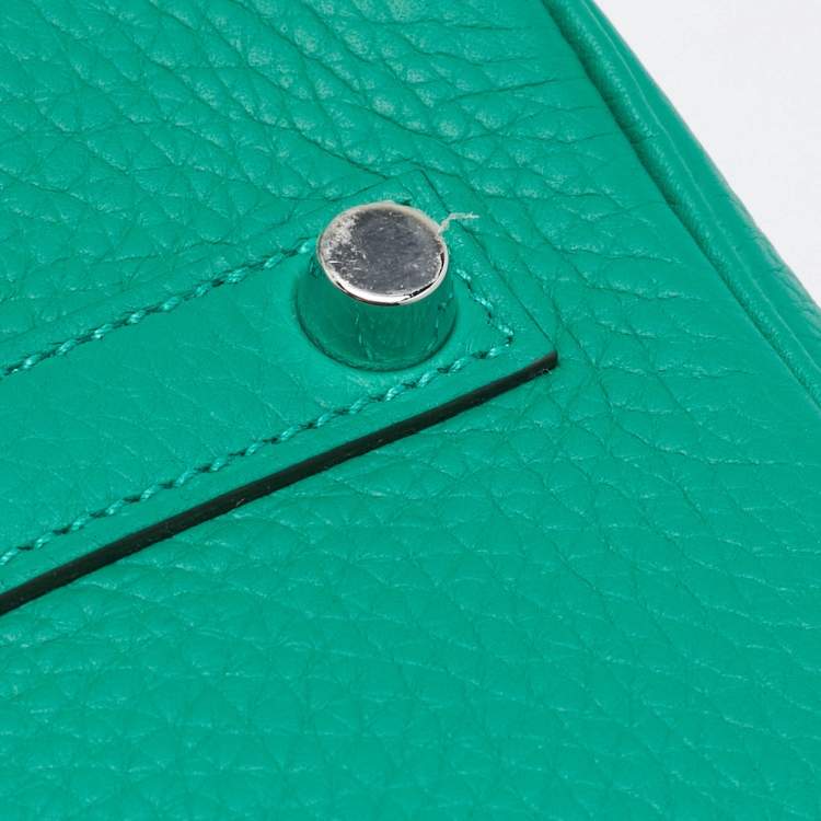 Pre Owned Hermes Vert Vertigo/Vert Fonce Taurillon Clemence Palladium Finish Birkin 35 Bag