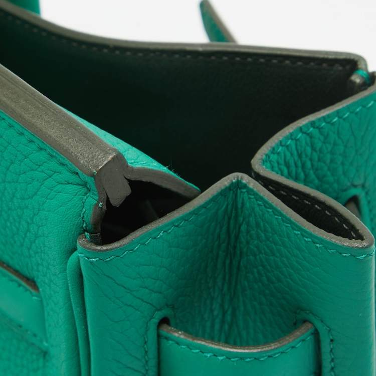 Pre Owned Hermes Vert Vertigo/Vert Fonce Taurillon Clemence Palladium Finish Birkin 35 Bag