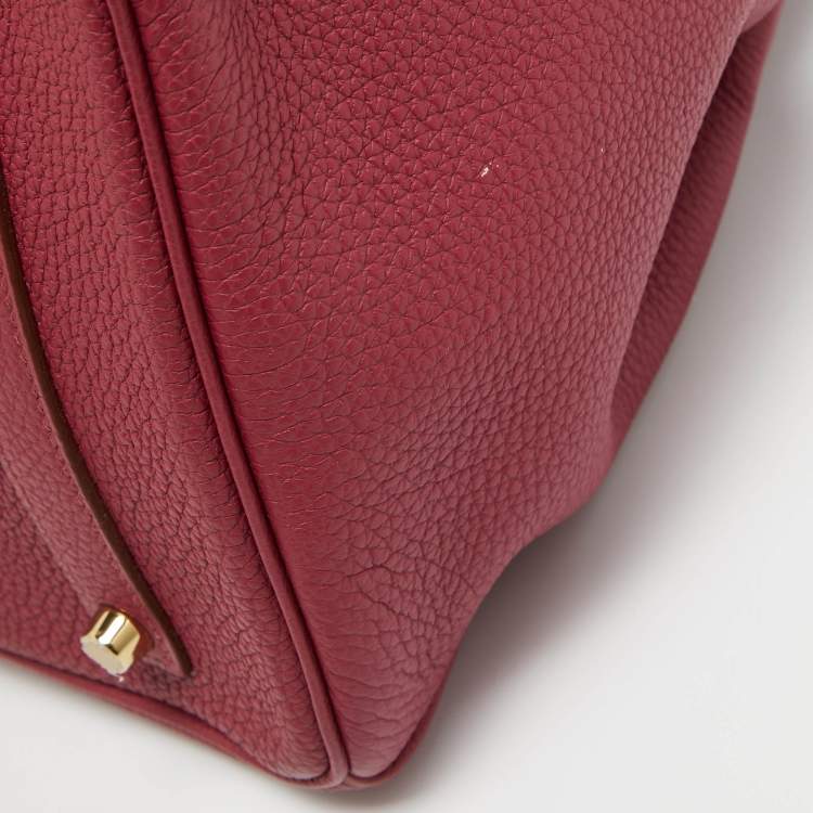 Pre Owned Hermes Ruby Togo Leather Gold Finish Birkin 35 Bag