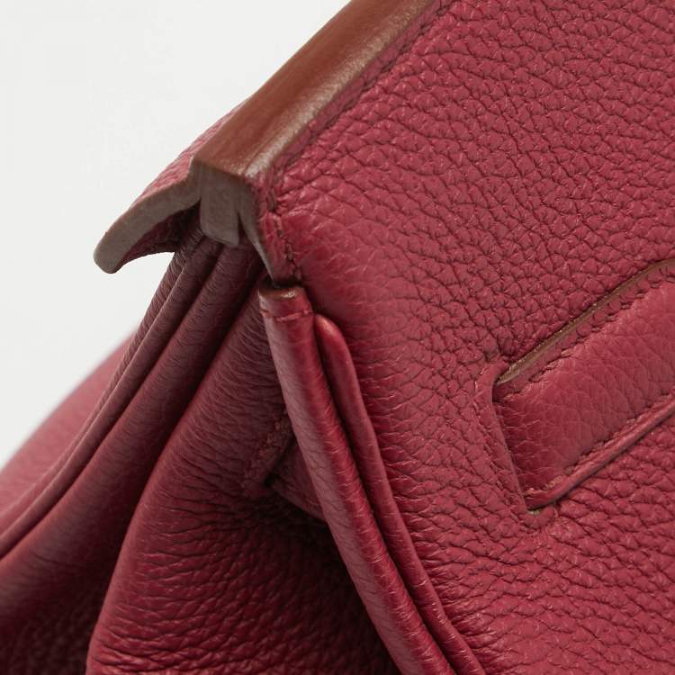 Pre Owned Hermes Ruby Togo Leather Gold Finish Birkin 35 Bag