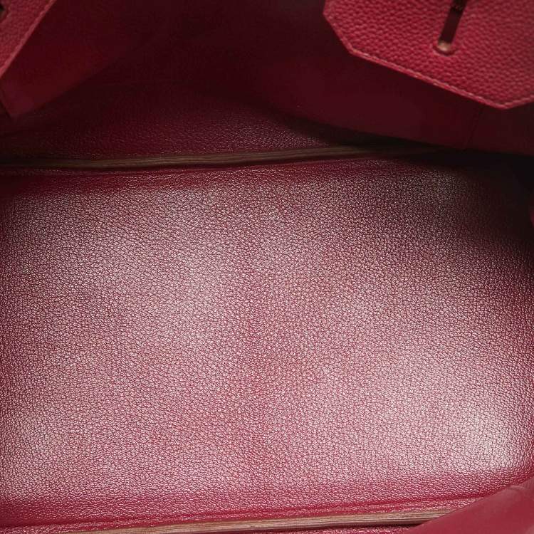 Pre Owned Hermes Ruby Togo Leather Gold Finish Birkin 35 Bag
