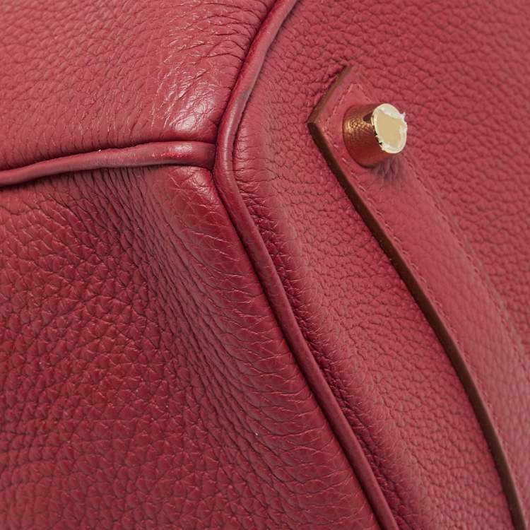 Pre Owned Hermes Ruby Togo Leather Gold Finish Birkin 35 Bag