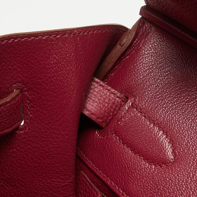 Pre Owned Hermes Ruby Togo Leather Gold Finish Birkin 35 Bag