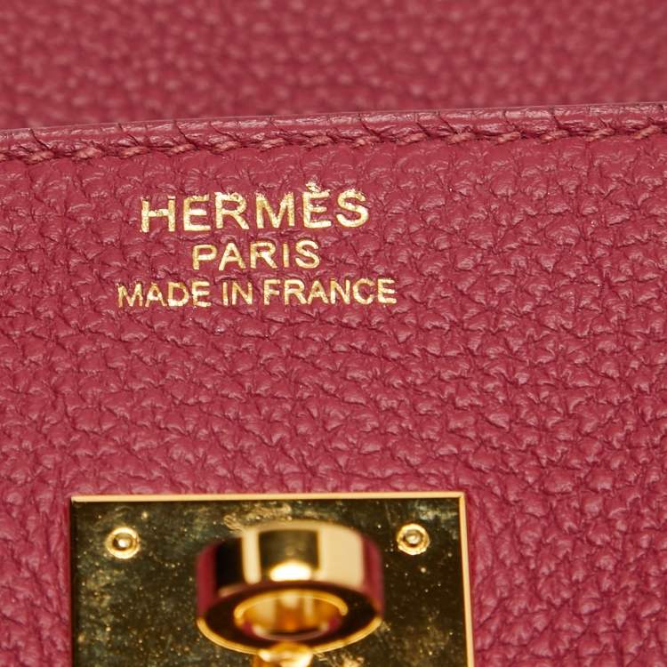 Pre Owned Hermes Ruby Togo Leather Gold Finish Birkin 35 Bag