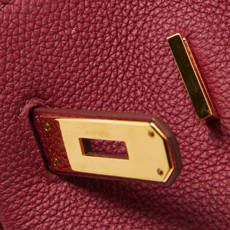 Pre Owned Hermes Ruby Togo Leather Gold Finish Birkin 35 Bag