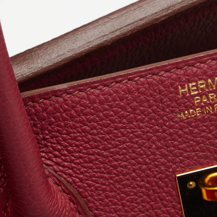 Pre Owned Hermes Ruby Togo Leather Gold Finish Birkin 35 Bag