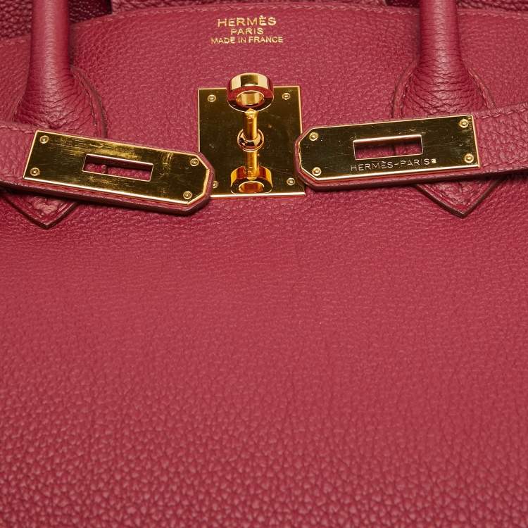 Pre Owned Hermes Ruby Togo Leather Gold Finish Birkin 35 Bag