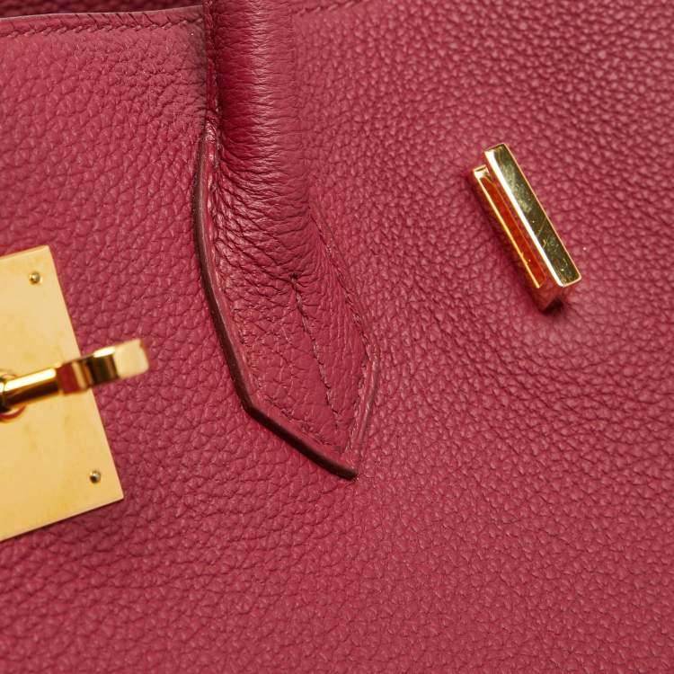 Pre Owned Hermes Ruby Togo Leather Gold Finish Birkin 35 Bag
