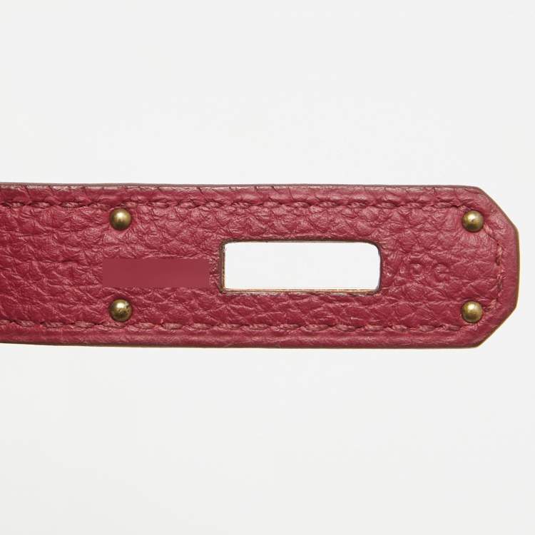 Pre Owned Hermes Ruby Togo Leather Gold Finish Birkin 35 Bag