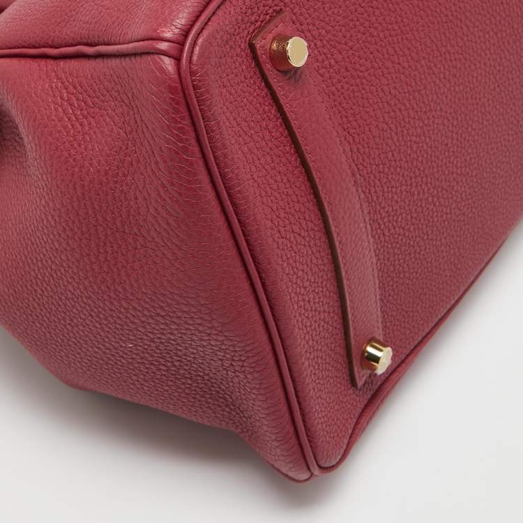 Pre Owned Hermes Ruby Togo Leather Gold Finish Birkin 35 Bag