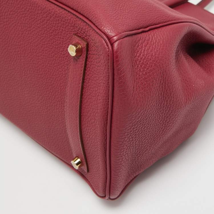 Pre Owned Hermes Ruby Togo Leather Gold Finish Birkin 35 Bag