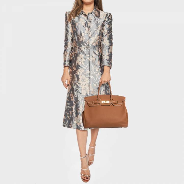 Pre Owned Hermes Gold Togo Leather Gold Finish Birkin 35 Bag