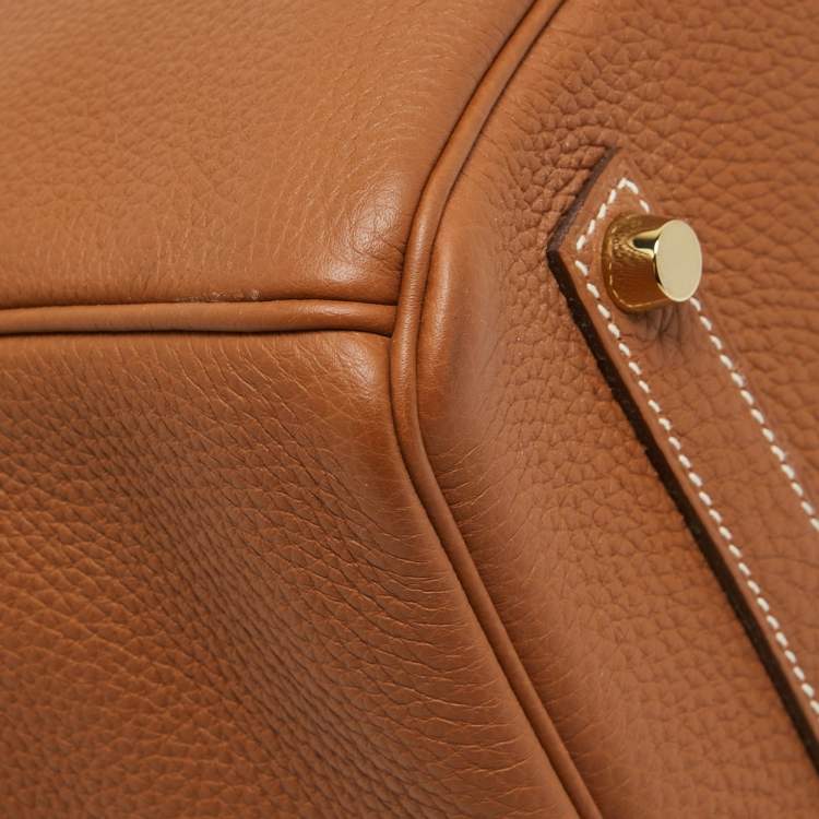 Pre Owned Hermes Gold Togo Leather Gold Finish Birkin 35 Bag