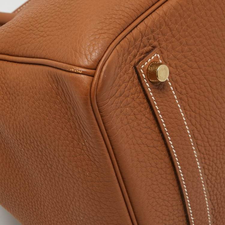 Pre Owned Hermes Gold Togo Leather Gold Finish Birkin 35 Bag