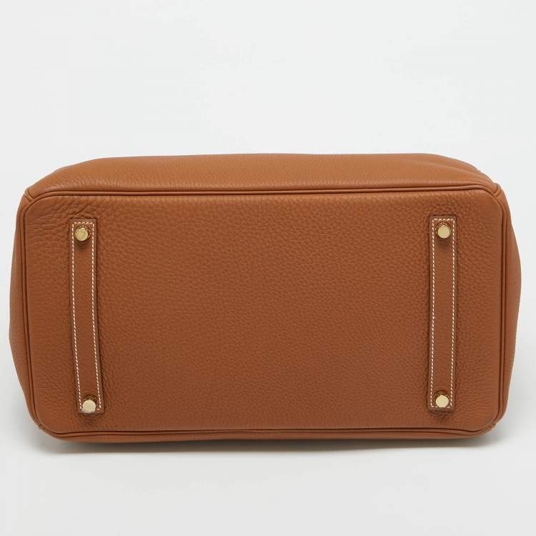 Pre Owned Hermes Gold Togo Leather Gold Finish Birkin 35 Bag