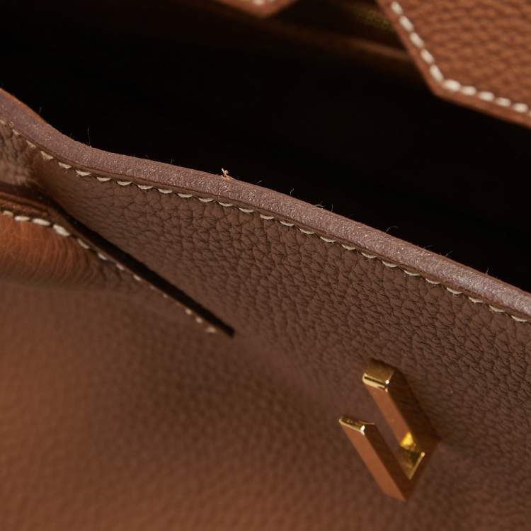 Pre Owned Hermes Gold Togo Leather Gold Finish Birkin 35 Bag