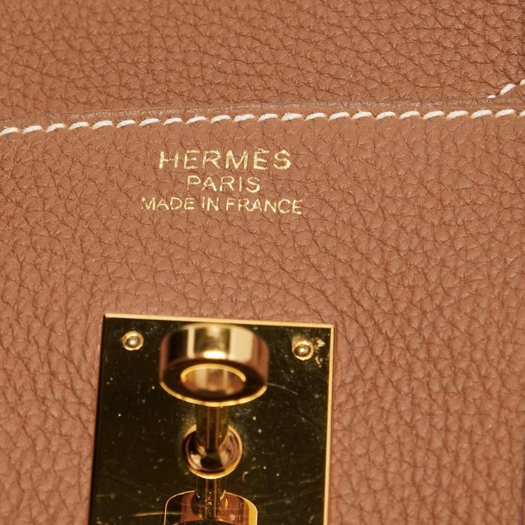 Pre Owned Hermes Gold Togo Leather Gold Finish Birkin 35 Bag