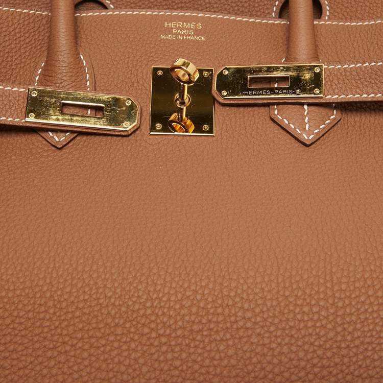 Pre Owned Hermes Gold Togo Leather Gold Finish Birkin 35 Bag