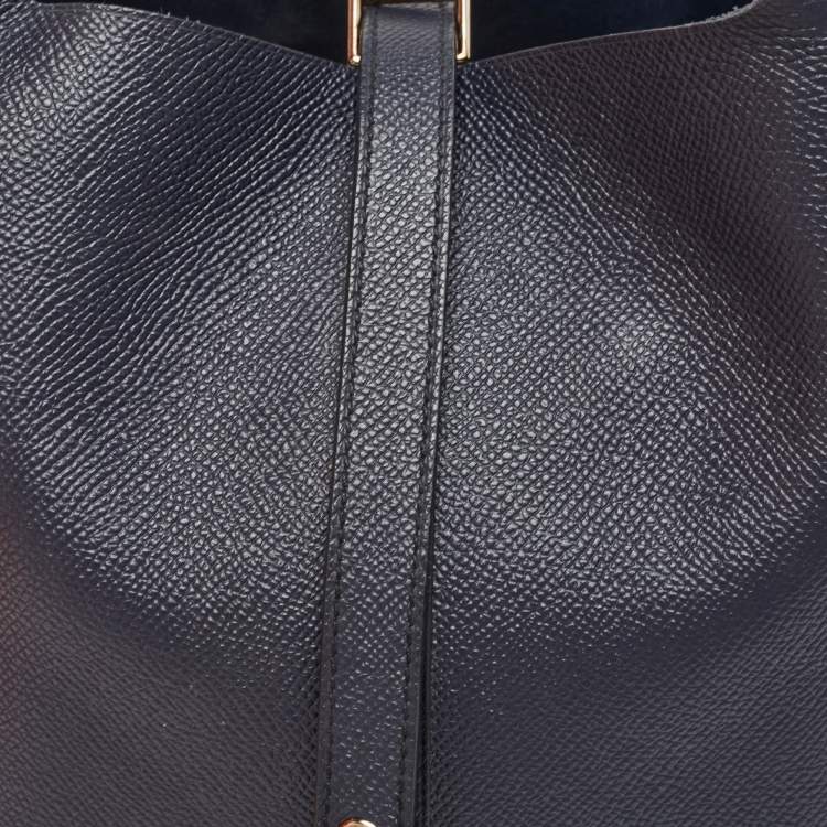 Pre Owned Hermes Bleu Indigo/Noir/Terre Battue Epsom Leather Picotin Lock Tressage 22 Bag