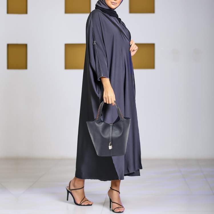 Pre Owned Hermes Bleu Indigo/Noir/Terre Battue Epsom Leather Picotin Lock Tressage 22 Bag