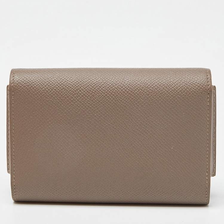 Pre Owned Hermès Etain/Black Epsom Leather Passant Compact Wallet