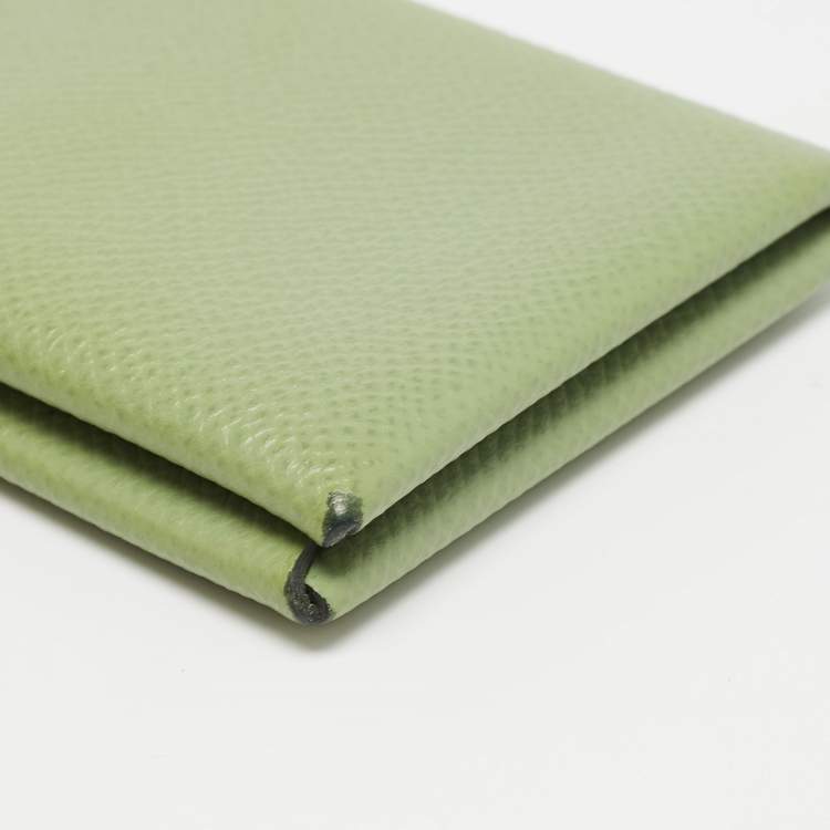 Pre Owned Hermes Vert Criquet Epsom Leather Calvi Card Holder